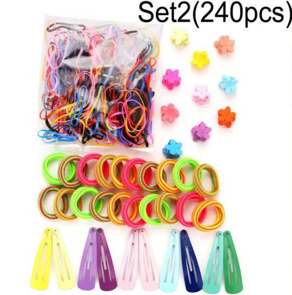Children's Hair Accessories Set Hairpin Hair Ring Rubber Band Knitted Simple Cute With Plants Flowers Style