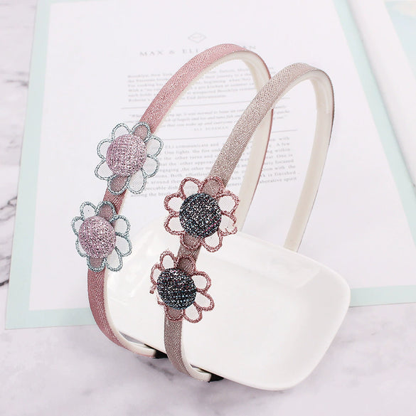 Children's Handmade Cloth Bow Headband With Cartoon Lace Design And Toothed Grip For Girls