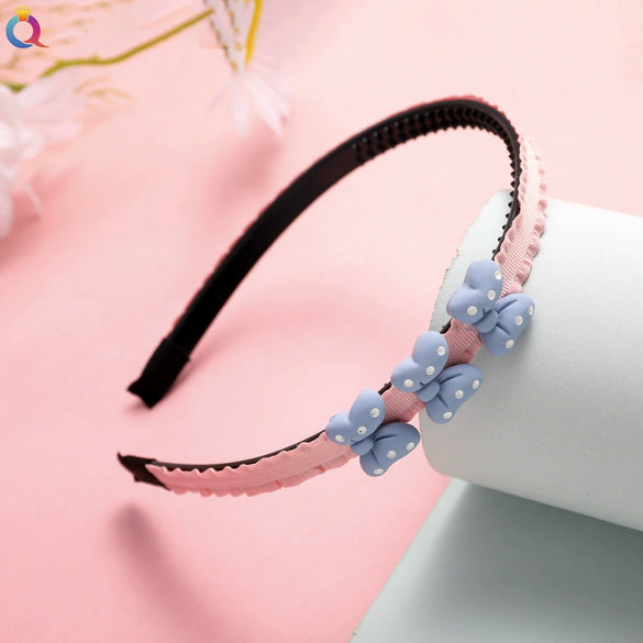Children's Handmade Cloth Bow Headband With Cartoon Lace Design And Toothed Grip For Girls