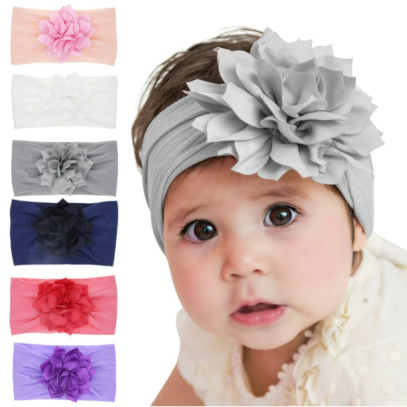 Children's Handmade Cloth Nylon Lotus Flower Elastic Headband