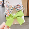 Children's Handmade Fabric Bow Side Hair Clip Sweet Pastoral Princess Style Girl Hair Accessories Two Piece Set