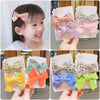Children's Handmade Fabric Bow Side Hair Clip Sweet Pastoral Princess Style Girl Hair Accessories Two Piece Set