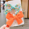 Children's Handmade Fabric Bow Side Hair Clip Sweet Pastoral Princess Style Girl Hair Accessories Two Piece Set