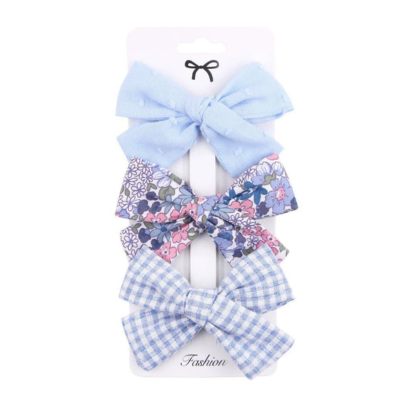 Children's Handmade Fabric Floral Bow Hair Clip Set Simple Fresh Baby Hair Accessories Right Side Hairpins