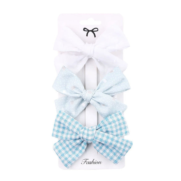 Children's Handmade Fabric Floral Bow Hair Clip Set Simple Fresh Baby Hair Accessories Right Side Hairpins