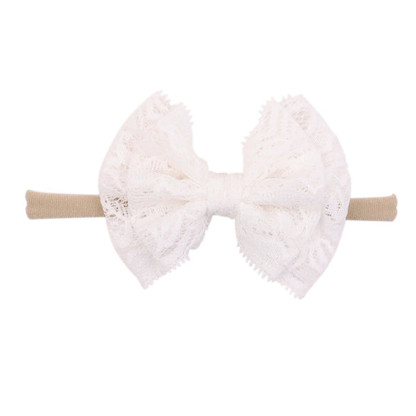 Children's Handmade Nylon Fabric Bow Plaid Hair Band Set Soft Elastic Bow Hair Rope Headdress Accessories