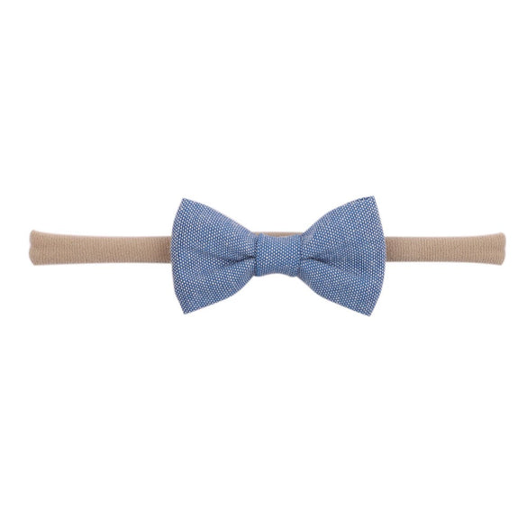 Children's Handmade Nylon Fabric Bow Plaid Hair Band Set Soft Elastic Bow Hair Rope Headdress Accessories