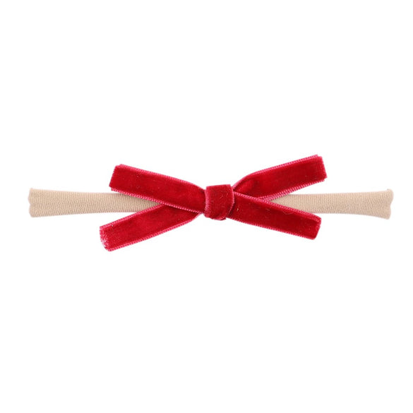 Children's Handmade Nylon Fabric Bow Plaid Hair Band Set Soft Elastic Bow Hair Rope Headdress Accessories
