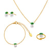 Children's Jewelry Set With Omega Crown Beads In Stainless Steel And Green Glass Electroplated Small Fresh Cute Design