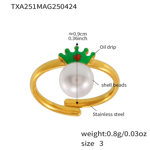 Children's Jewelry Set With Omega Crown Beads In Stainless Steel And Green Glass Electroplated Small Fresh Cute Design