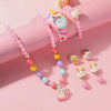 Children's Plastic Digital Scale Watch And Beaded Unicorn Necklace Set Cartoon Style Round Dial Spiral Crown Pin Buckle