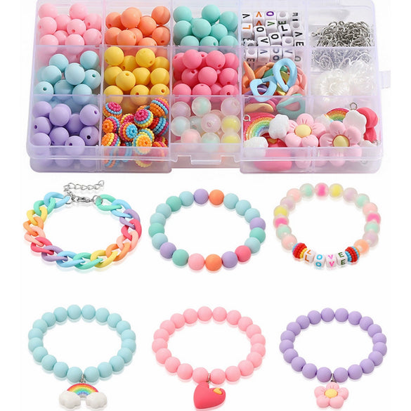Children's Plastic Resin Beaded Heart Shaped Cartoon Style Electroplated Diy Bracelet Jewelry Accessories