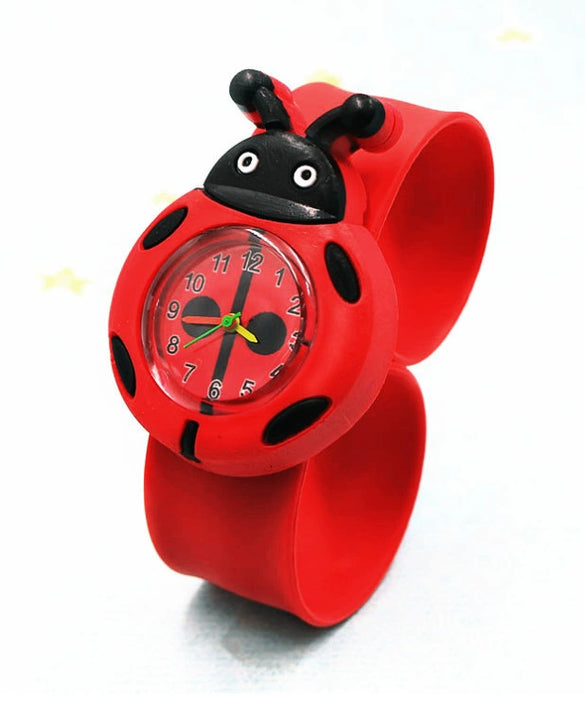 Children's Plastic Rubber Watch Fashion Creative Round Dial Cartoon Pattern Quartz Watch