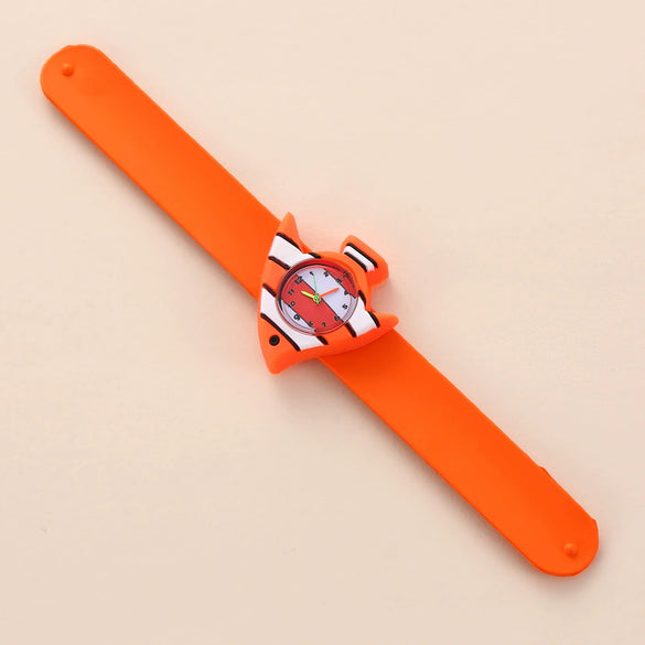 Children's Plastic Rubber Watch Fashion Creative Round Dial Cartoon Pattern Quartz Watch