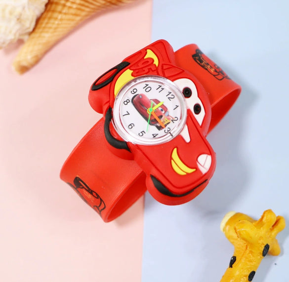 Children's Plastic Rubber Watch Fashion Creative Round Dial Cartoon Pattern Quartz Watch