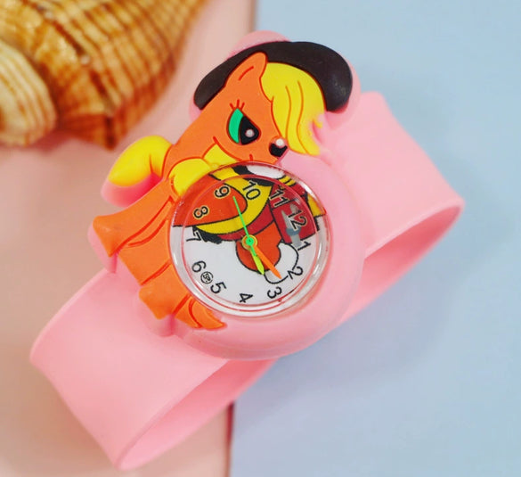Children's Plastic Rubber Watch Fashion Creative Round Dial Cartoon Pattern Quartz Watch