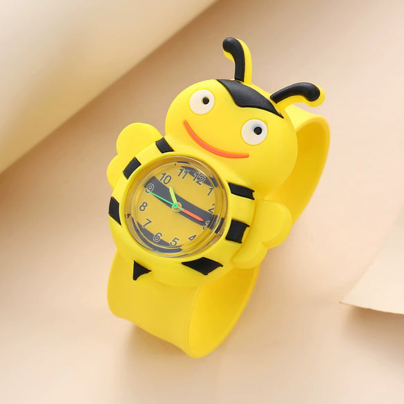 Children's Plastic Rubber Watch Fashion Creative Round Dial Cartoon Pattern Quartz Watch
