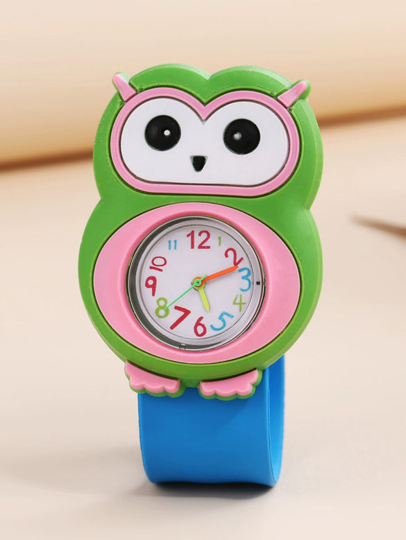 Children's Plastic Rubber Watch Fashion Creative Round Dial Cartoon Pattern Quartz Watch