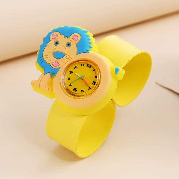 Children's Plastic Rubber Watch Fashion Creative Round Dial Cartoon Pattern Quartz Watch