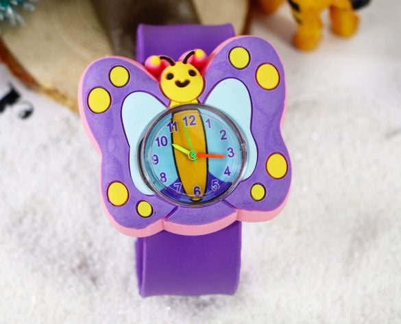 Children's Plastic Rubber Watch Fashion Creative Round Dial Cartoon Pattern Quartz Watch