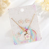 Children's Princess Flower Necklace And Earrings Set Alloy Jewelry With Glossy Drip Finish