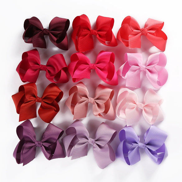 Children's Solid Color Cloth Bow Hair Clip Pointed Bb Clip Flower Headdress For Girls Baby Bow Hairpin Accessory