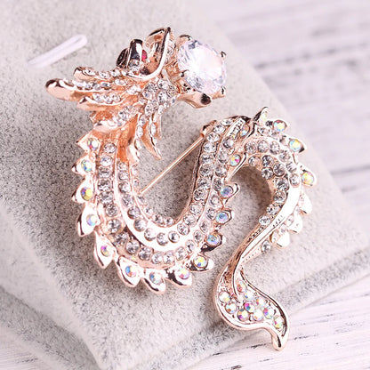 Chinoiserie Animal Alloy Plating Metal Inlay Artificial Pearls Zircon Unisex Brooches