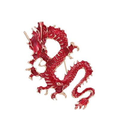 Chinoiserie Animal Dragon Alloy Inlay Rhinestones Pearl Adults Unisex Corsage Brooches Collar Pin