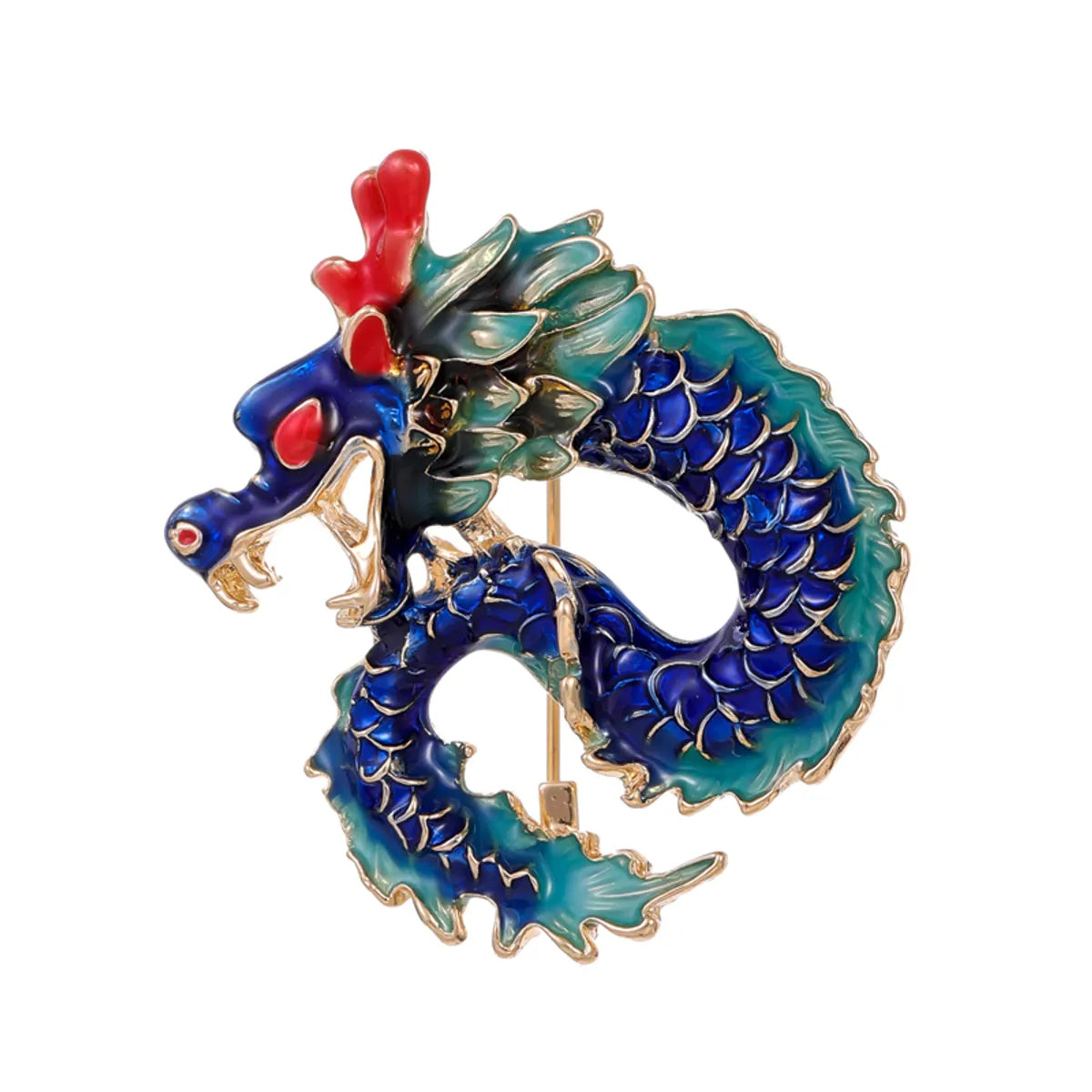 Chinoiserie Animal Dragon Alloy Inlay Rhinestones Pearl Adults Unisex Corsage Brooches Collar Pin