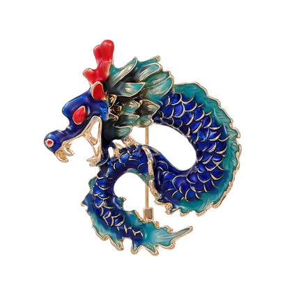 Chinoiserie Animal Dragon Alloy Inlay Rhinestones Pearl Adults Unisex Corsage Brooches Collar Pin