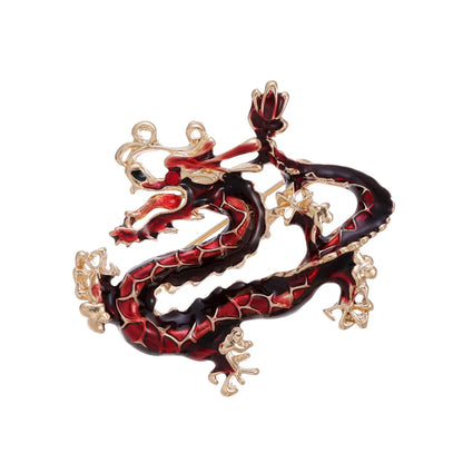 Chinoiserie Animal Dragon Alloy Inlay Rhinestones Pearl Adults Unisex Corsage Brooches Collar Pin