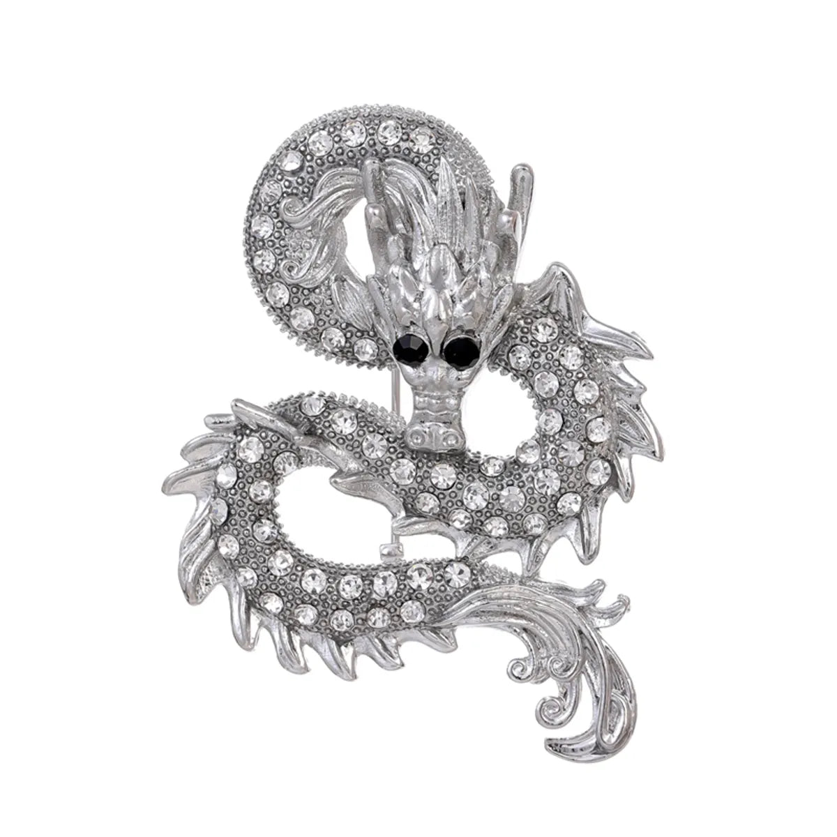 Chinoiserie Animal Dragon Alloy Inlay Rhinestones Pearl Adults Unisex Corsage Brooches Collar Pin