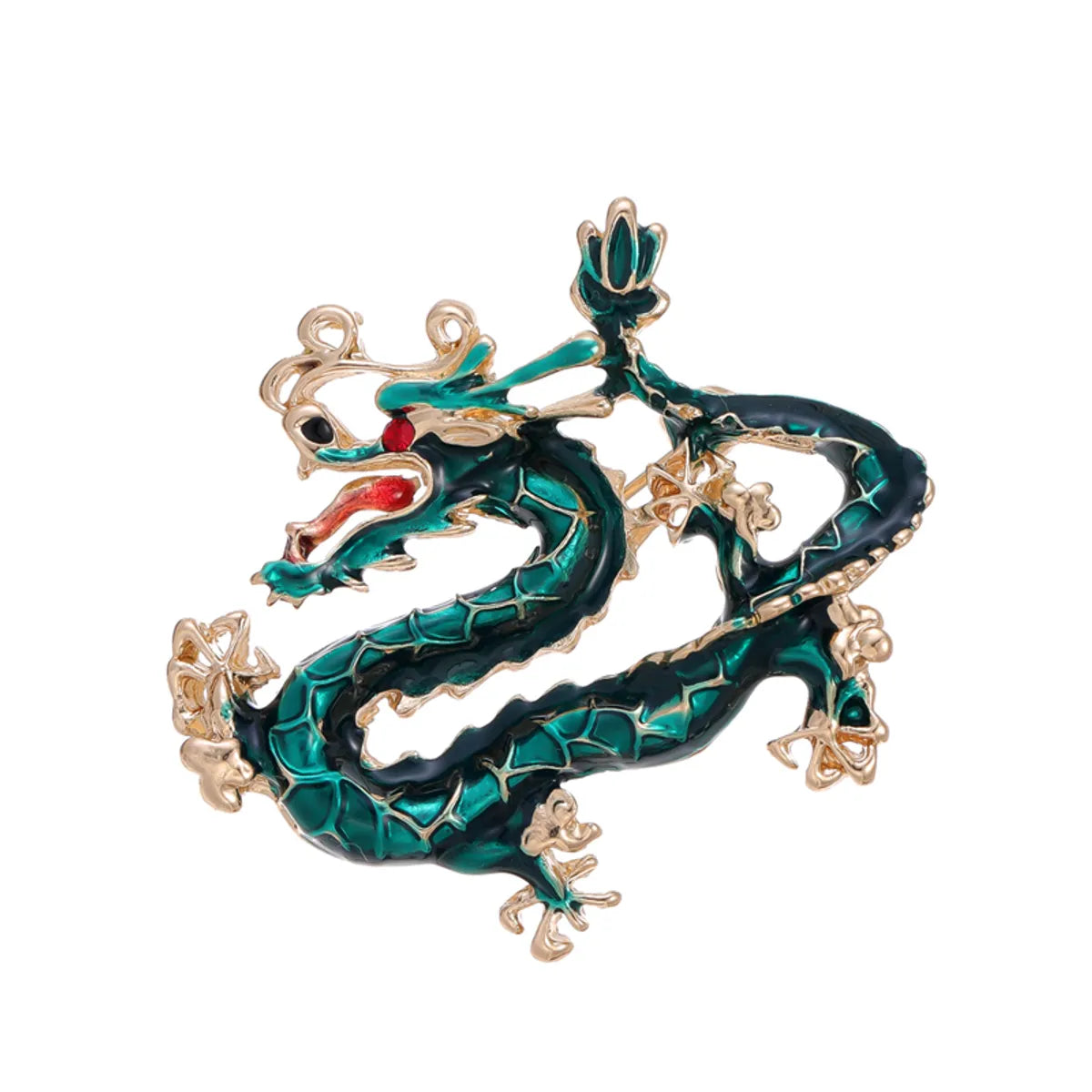 Chinoiserie Animal Dragon Alloy Inlay Rhinestones Pearl Adults Unisex Corsage Brooches Collar Pin