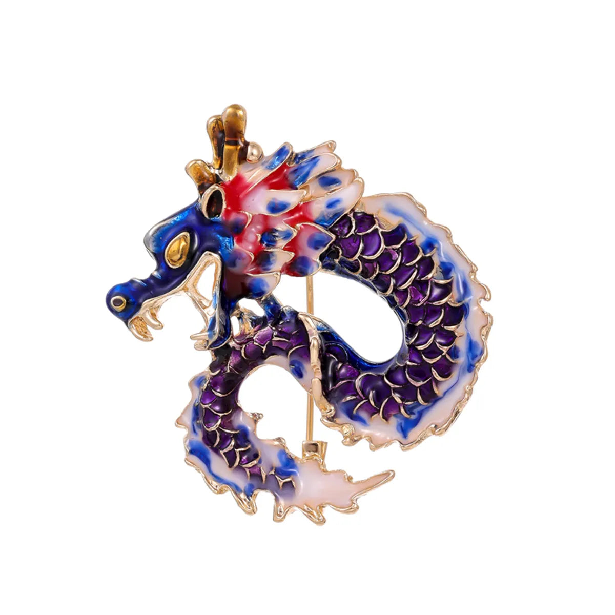 Chinoiserie Animal Dragon Alloy Inlay Rhinestones Pearl Adults Unisex Corsage Brooches Collar Pin