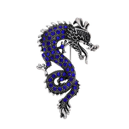 Chinoiserie Animal Dragon Alloy Inlay Rhinestones Pearl Adults Unisex Corsage Brooches Collar Pin