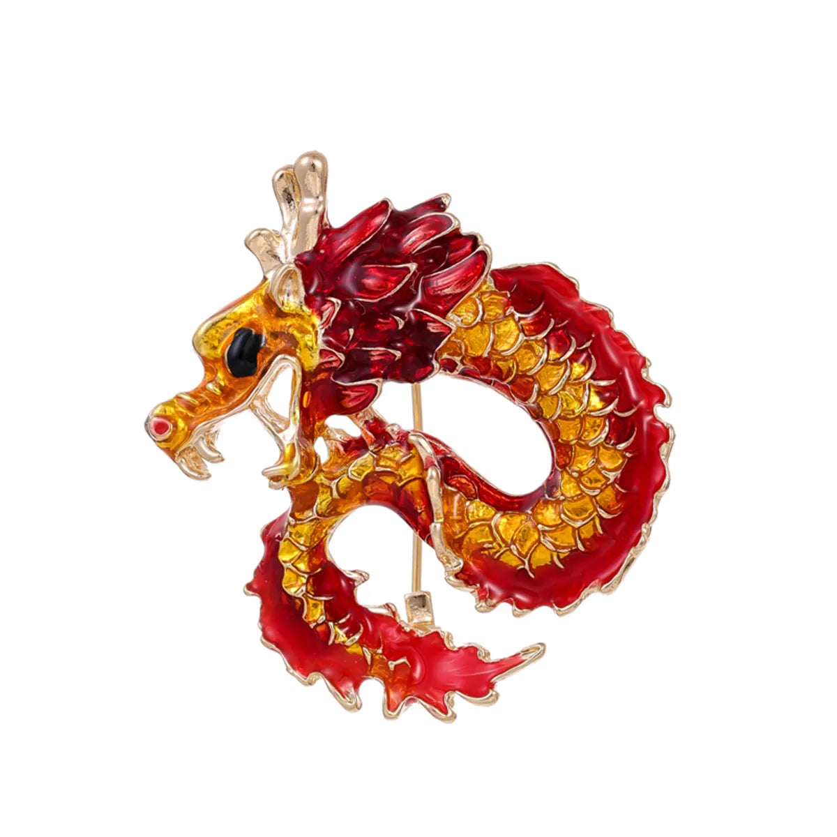 Chinoiserie Animal Dragon Alloy Inlay Rhinestones Pearl Adults Unisex Corsage Brooches Collar Pin