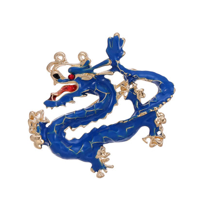 Chinoiserie Animal Dragon Alloy Inlay Rhinestones Pearl Adults Unisex Corsage Brooches Collar Pin