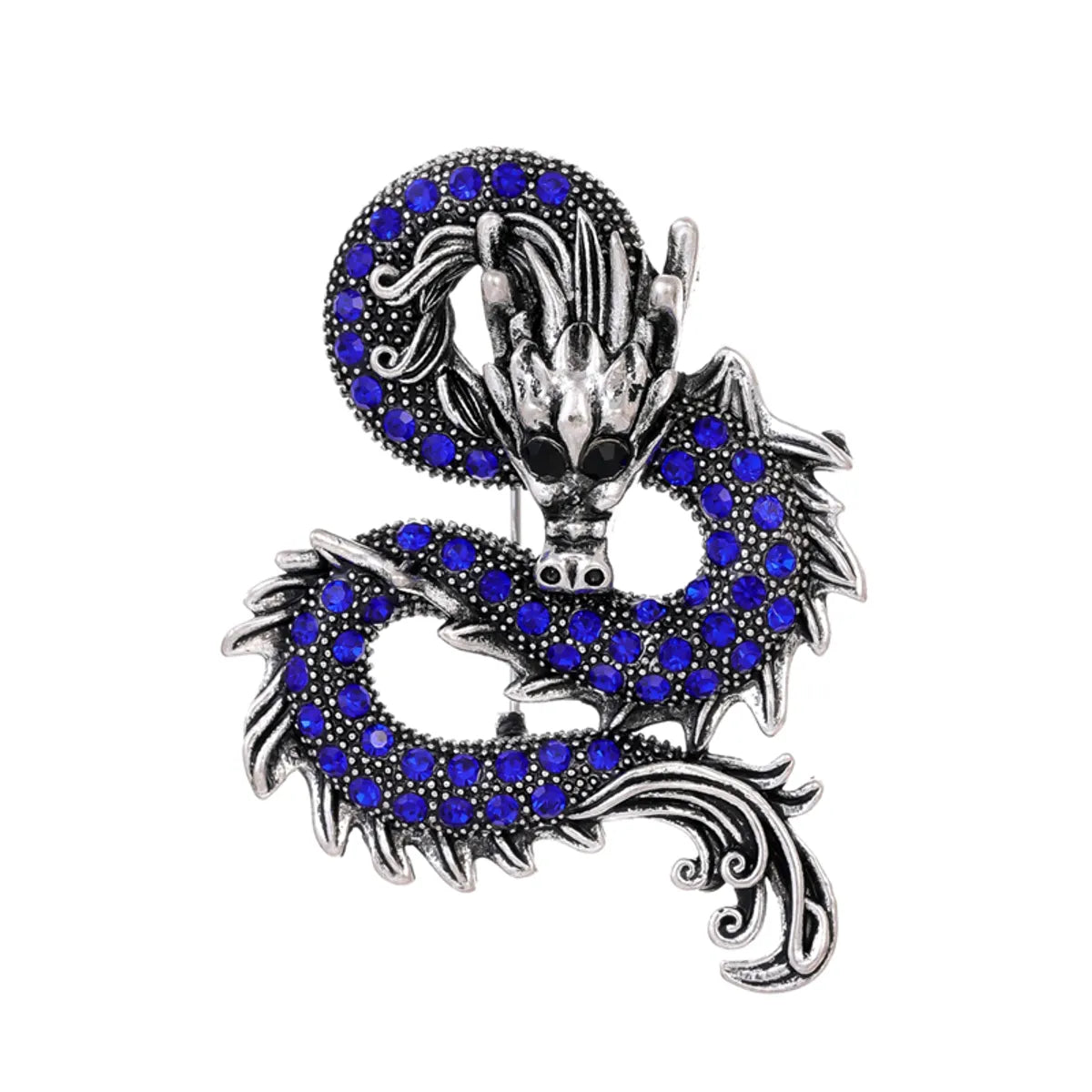 Chinoiserie Animal Dragon Alloy Inlay Rhinestones Pearl Adults Unisex Corsage Brooches Collar Pin