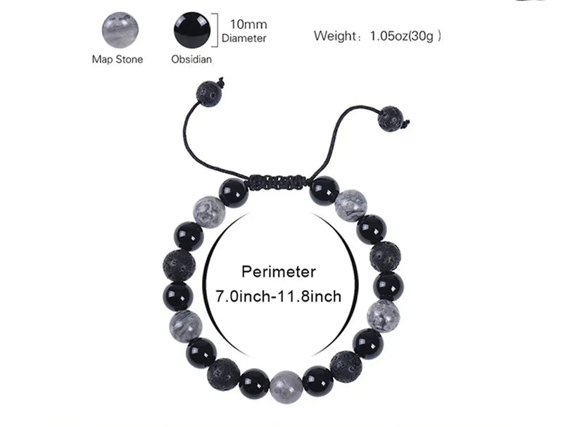 Chinoiserie Basic Classic Style Round Natural Stone Beaded Unisex Bracelets