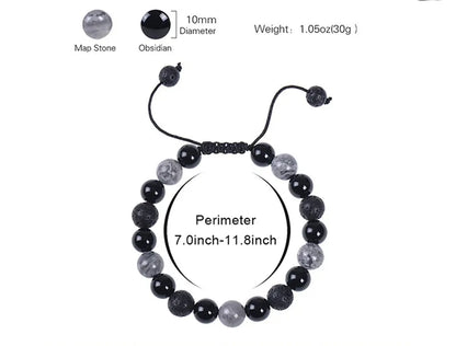 Chinoiserie Basic Classic Style Round Natural Stone Beaded Unisex Bracelets