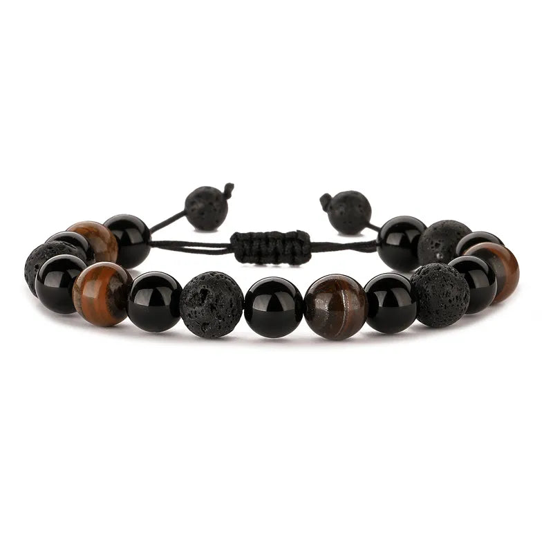 Chinoiserie Basic Classic Style Round Natural Stone Beaded Unisex Bracelets