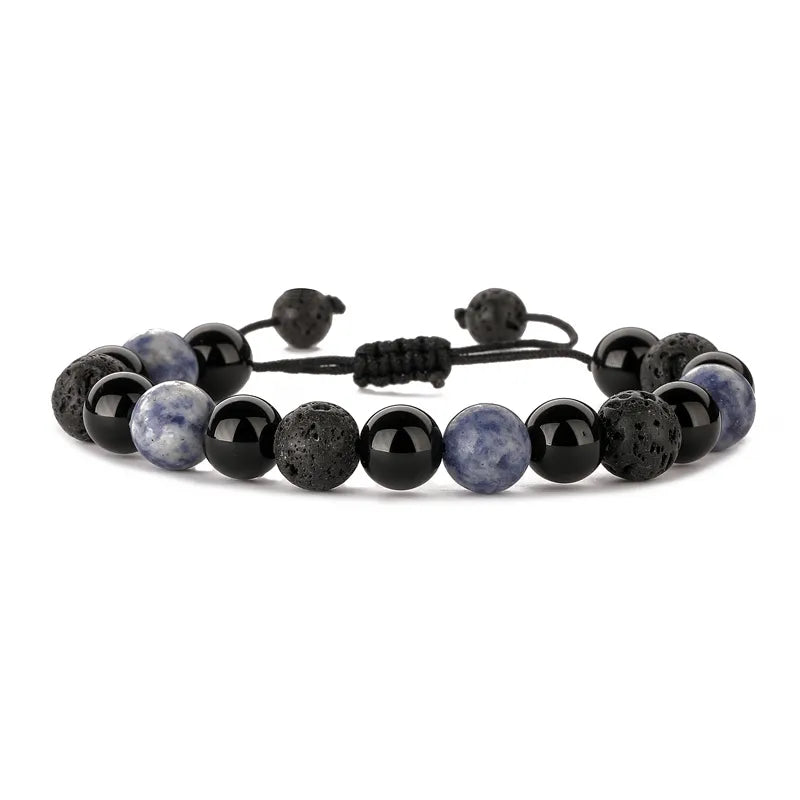 Chinoiserie Basic Classic Style Round Natural Stone Beaded Unisex Bracelets