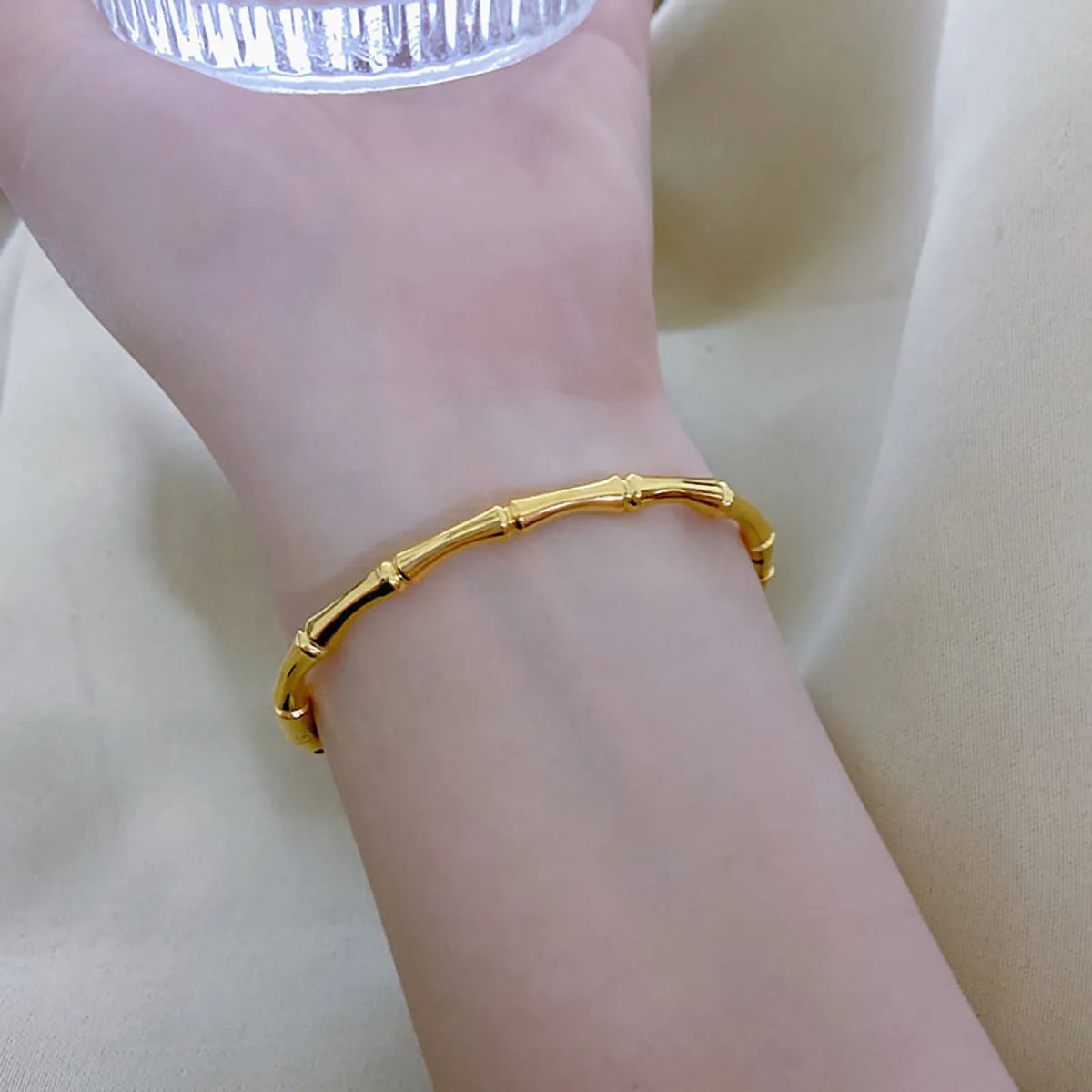 Chinoiserie Casual Bamboo Solid Color Titanium Steel Plating Bangle