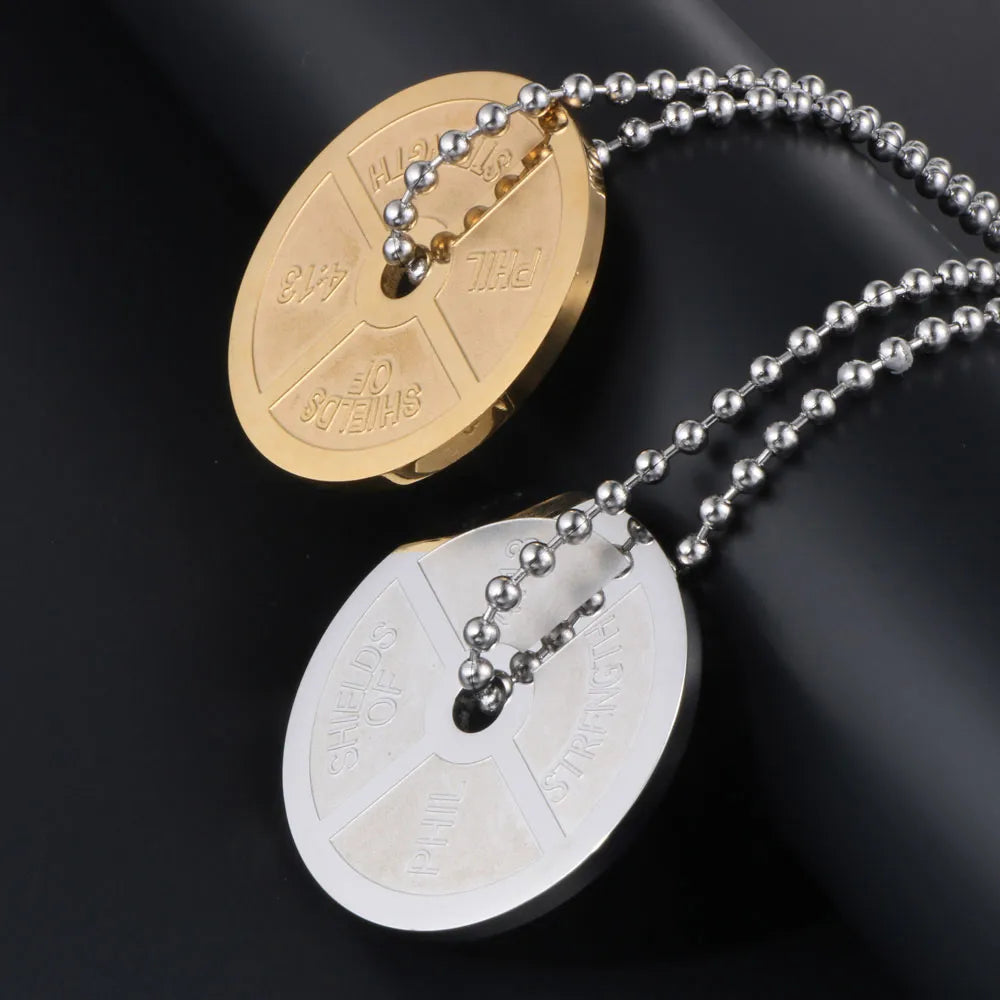 Chinoiserie Classic Style Chinese Character Golden Hoop 304 Stainless Steel Polishing Men'S Pendant Necklace