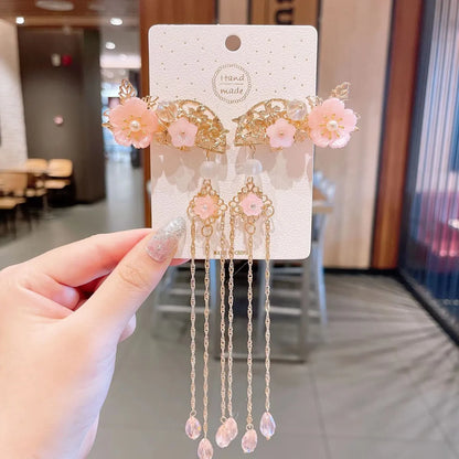 Chinoiserie Elegant Flower Alloy Plating Hair Clip