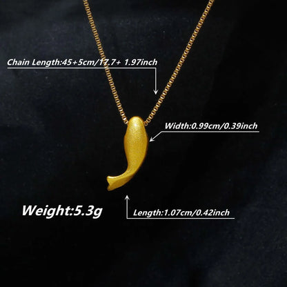 Chinoiserie Fish Stainless Steel Plating 18k Gold Plated Pendant Necklace