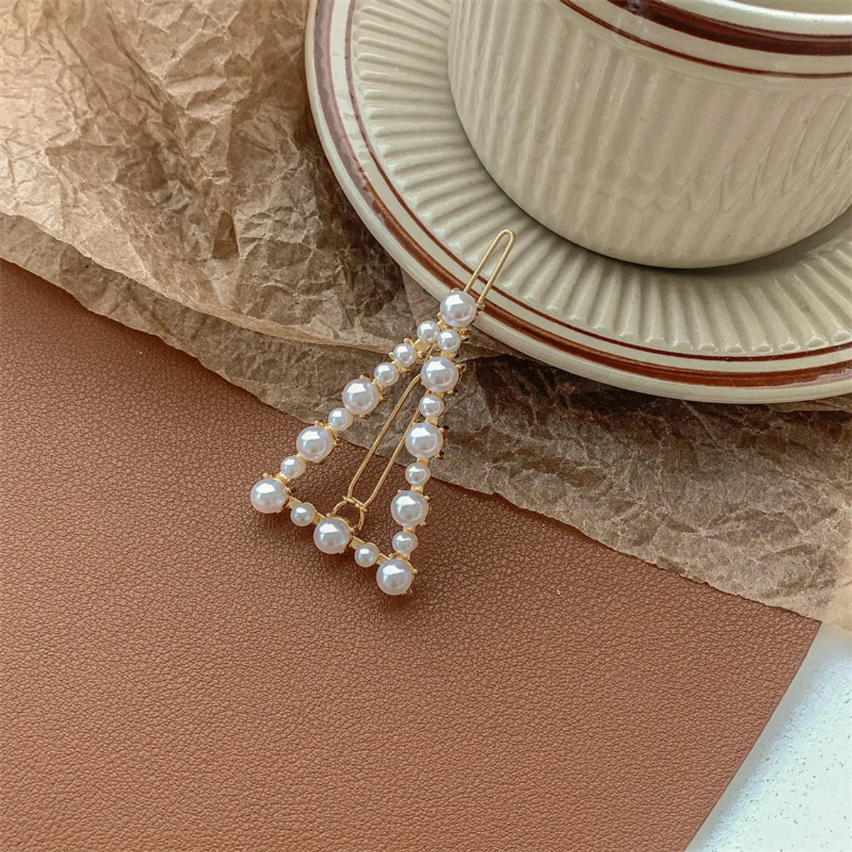 Chinoiserie Gradient Color Artificial Pearl Hair Clip 1 Piece