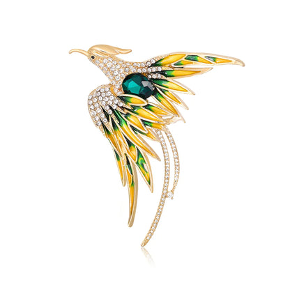 Chinoiserie Phoenix Alloy Inlay Rhinestones Unisex Brooches