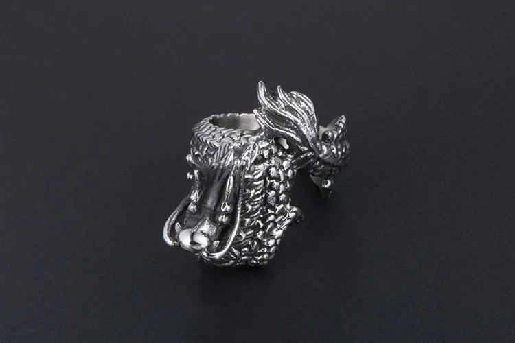 Chinoiserie Retro Punk Animal Dragon 304 Stainless Steel Polishing Men'S Rings