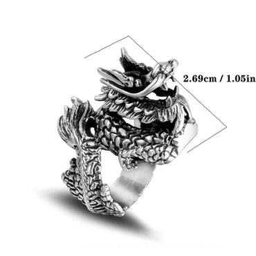 Chinoiserie Retro Punk Animal Dragon 304 Stainless Steel Polishing Men'S Rings